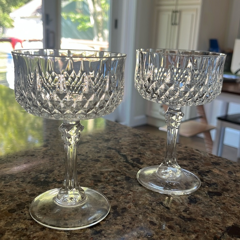 Vintage Longchamp coupe glasses